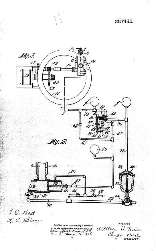 Une illustration en noir et blanc du diagramme d’une machine à chocolat, dont chaque partie est soigneusement numérotée.