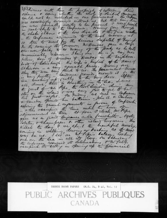 Reproduction d’une lettre personnelle dans laquelle Brown décrit ses journées, y compris le contenu des conférences et les activités sociales.