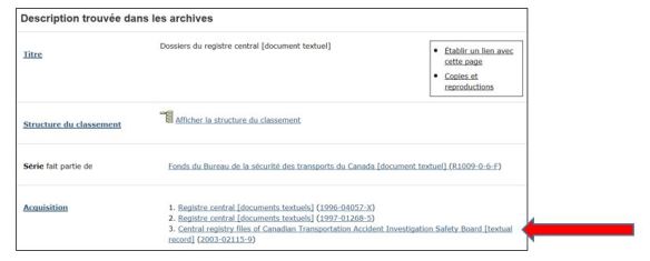 Capture d’écran montrant que les dossiers ont bien été acquis, mais n’ont pas encore été traités.
