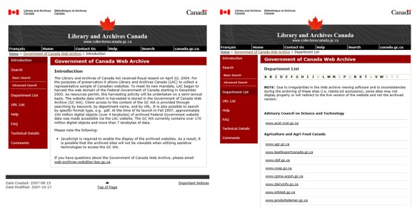 Image en couleur illustrant des captures d’écran de deux pages Web du gouvernement du Canada, présentées côte à côte.