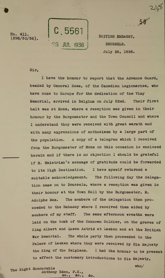Lettre dactylographiée de deux pages et télégramme faisant état des points saillants de la tournée effectuée par la délégation canadienne.