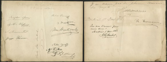 Deux pages comprenant les signatures des chanteurs d'opéra les plus réputés.