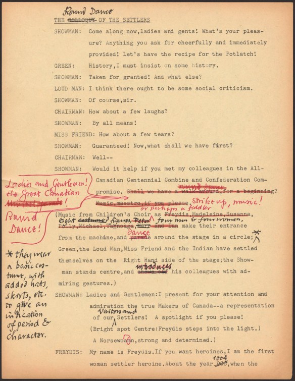 Texte dactylographié avec annotations à l’encre rouge.