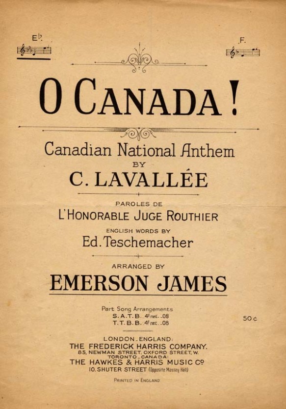 Couverture de la partition d’O Canada!, hymne national du Canada, par C. Lavallée.