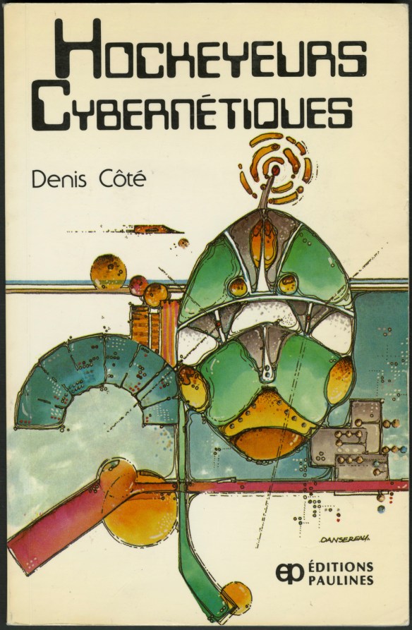 Couverture de livre dont l’illustration abstraite intègre un bâton de hockey.