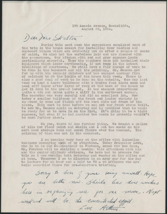 Une lettre dactylographié parlant de détails vis-à-vis un prochain déménagement.