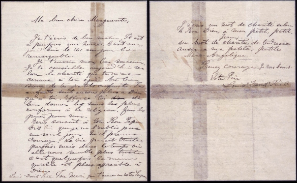 Lettre écrite à la main par Louis Riel, adressée à sa femme et à ses enfants.