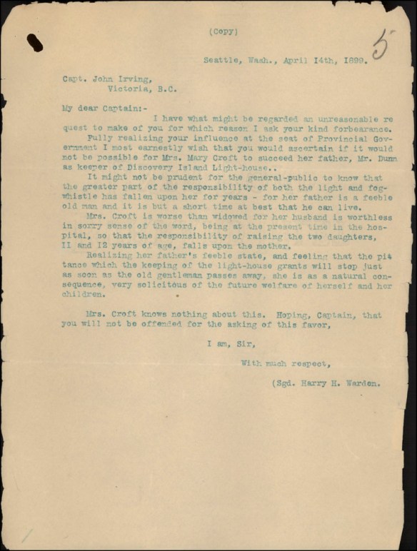 Texte dactylographié bleu sur du papier à lettres blanc cassé.