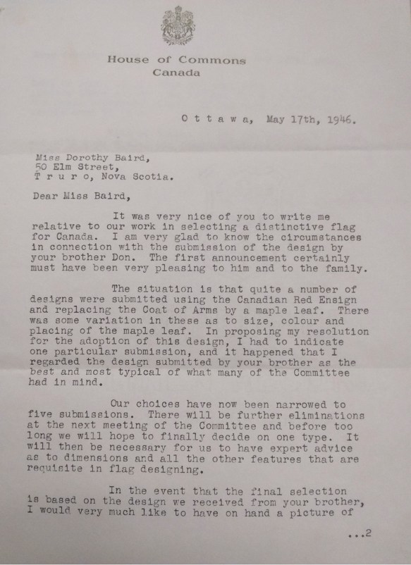 Page dactylographiée portant l’en-tête de la Chambre des communes.