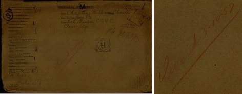 Photo de l’enveloppe contenant le dossier de service de William Charles Chaplin, provenant de la base de données Dossiers du personnel de la Première Guerre mondiale. 