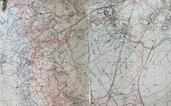 Carte détaillée de la crête de Vimy, sur le front de l’Ouest.